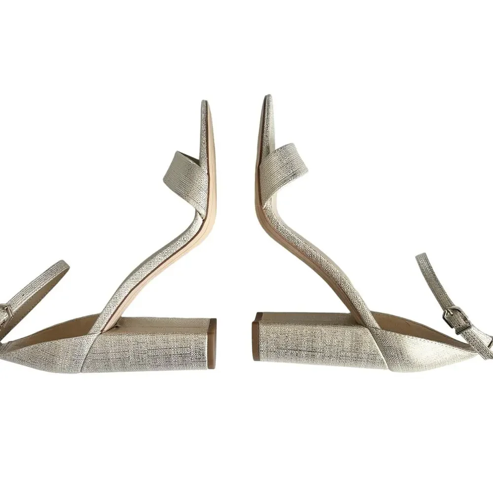Sam Edelman Yaro Jute Metallic Ankle Strap Heel Sandals Size 9